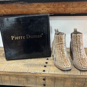 Pierre Dumas Women's Tan Snakeskin Embossed Ankle Boots